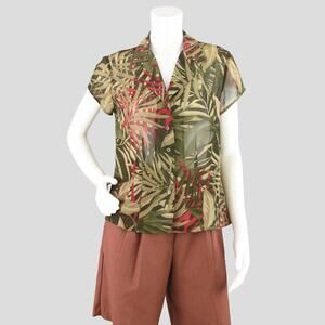 Vintage Tropical Floral Semi Sheer Shirt Women's Size 8